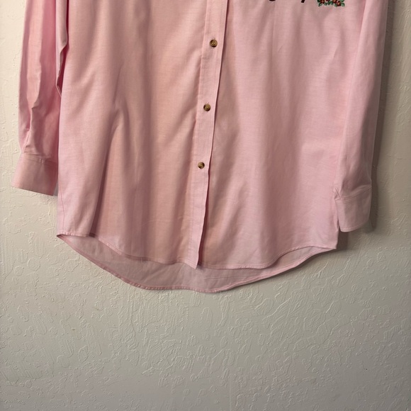 Vintage Mandal Bay Embroidered Button Up Shirt S/M Pink Garden Birdhouse 90s Y2K - Picture 6 of 13